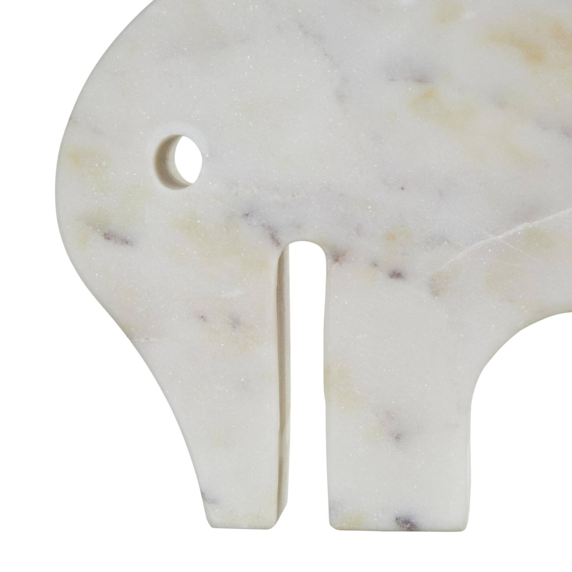 White & Gray Rounded Abstract Marble Elephant Sculpture Set